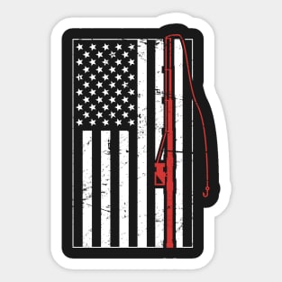 American Flag & Fishing Pole Sticker